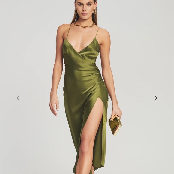 Emma Silk Dress by SER.O.YA, Chartreuse, Size M - Picture 4 of 10